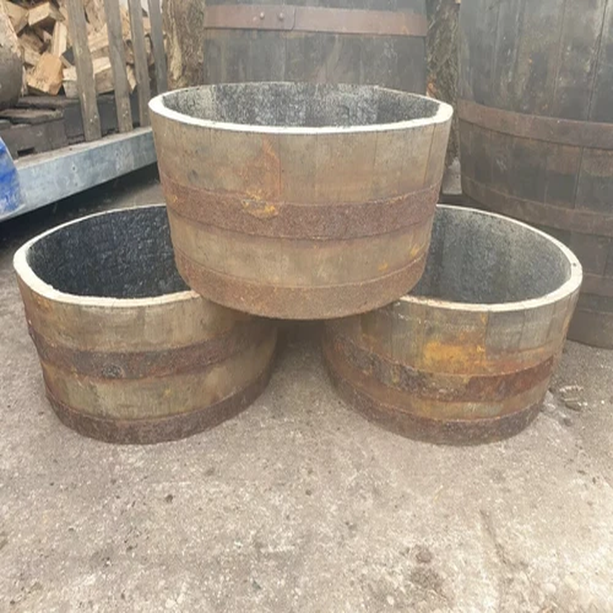 100% watertight 1/4 Whisky Barrel Planter Whiskey Plant Container Flower Pot
