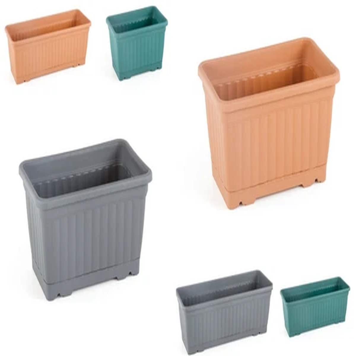 2x Trough Plant Pot Long Plastic Planter Outdoor Garden Window Herb Flower Box