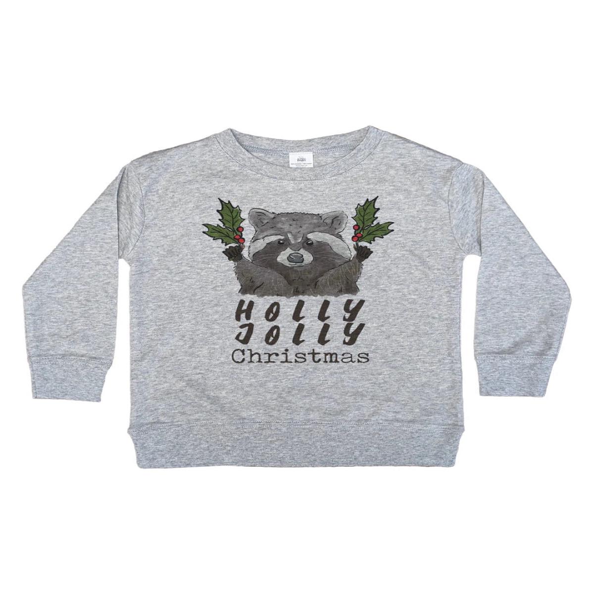 Barefoot Baby Holly Jolly Christmas Raccoon Long Sleeve Shirt - Grey