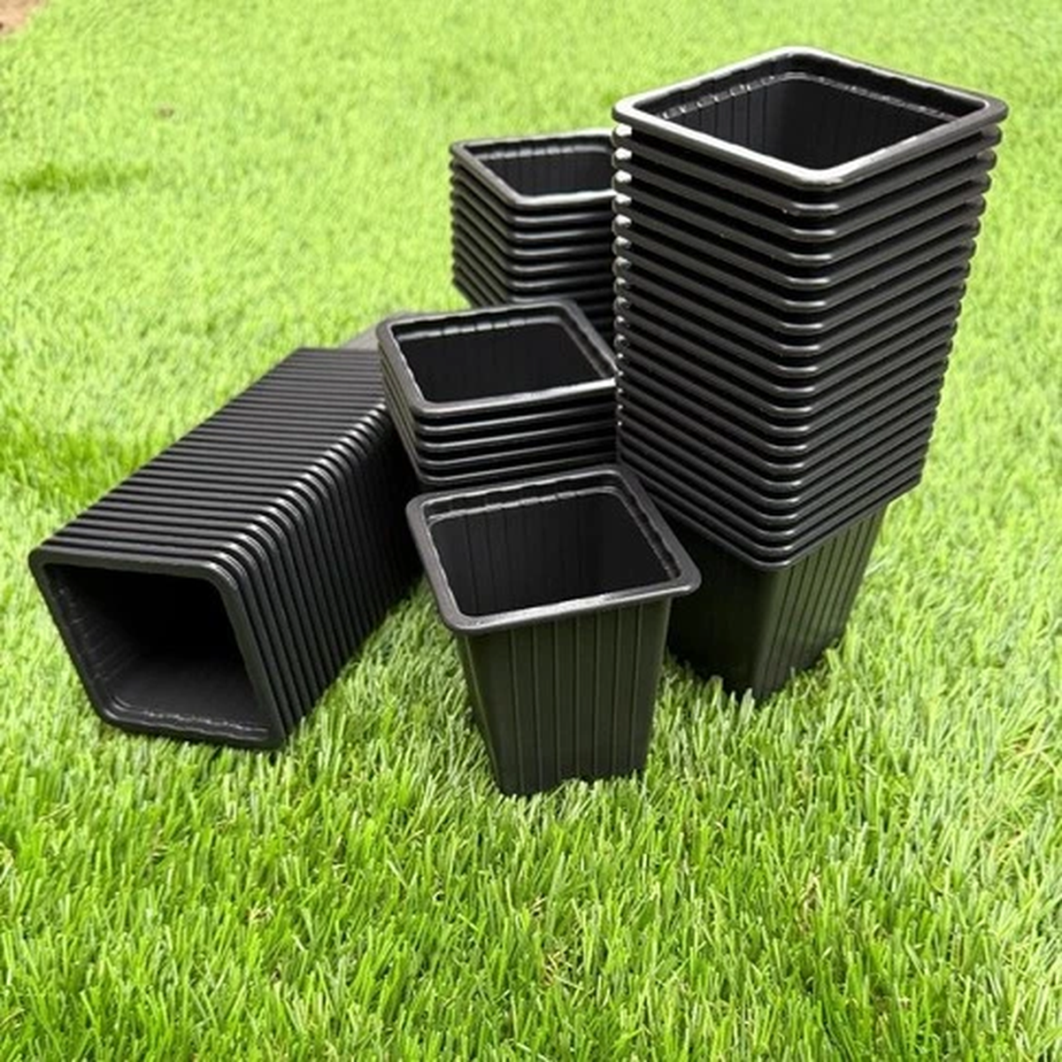 7cmSTRONGER SQUARE plant pots 300 deep tall black plastic flower seedling  pots