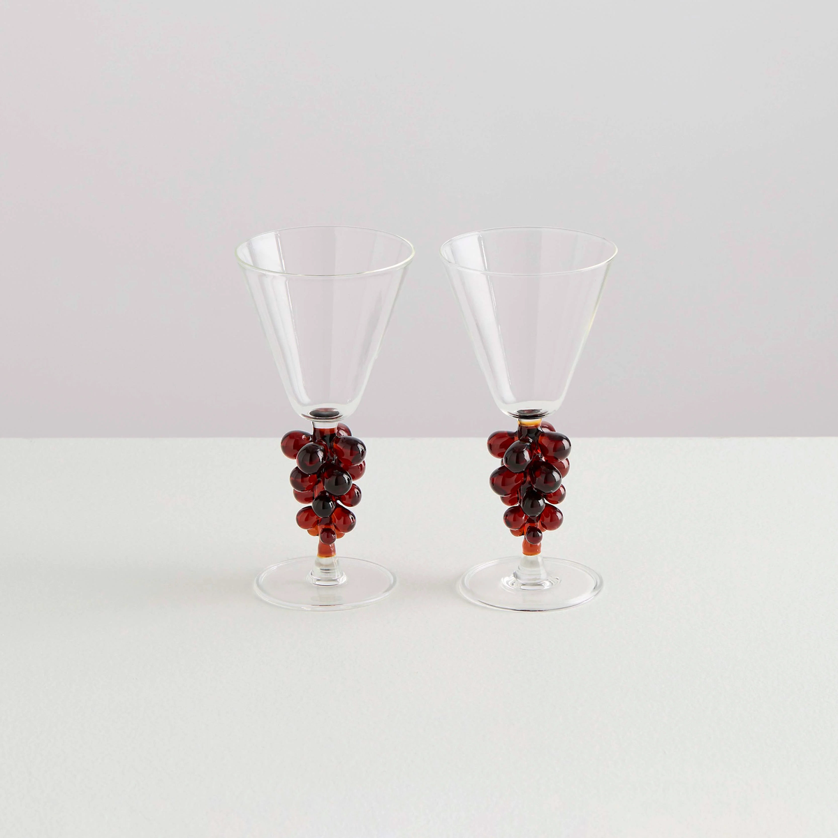2 Bordeaux Wine Glasses in Clear & Amber by Maison Balzac