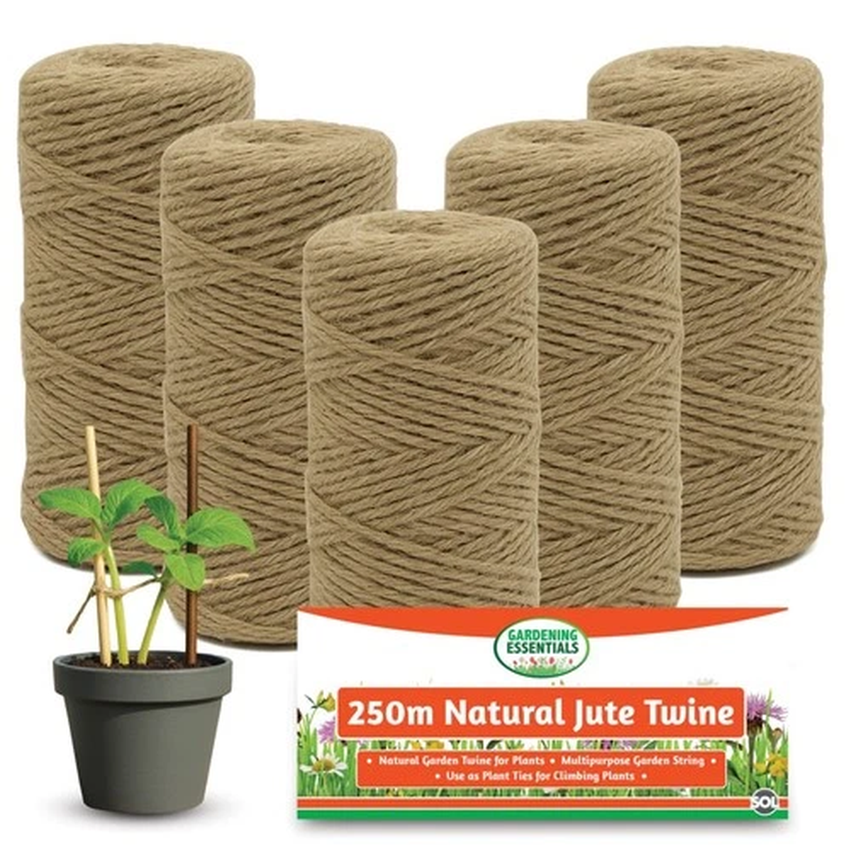 250-500m Jute Twine String 2mm Natural Brown Strong Rope Thick Cord Garden Craft