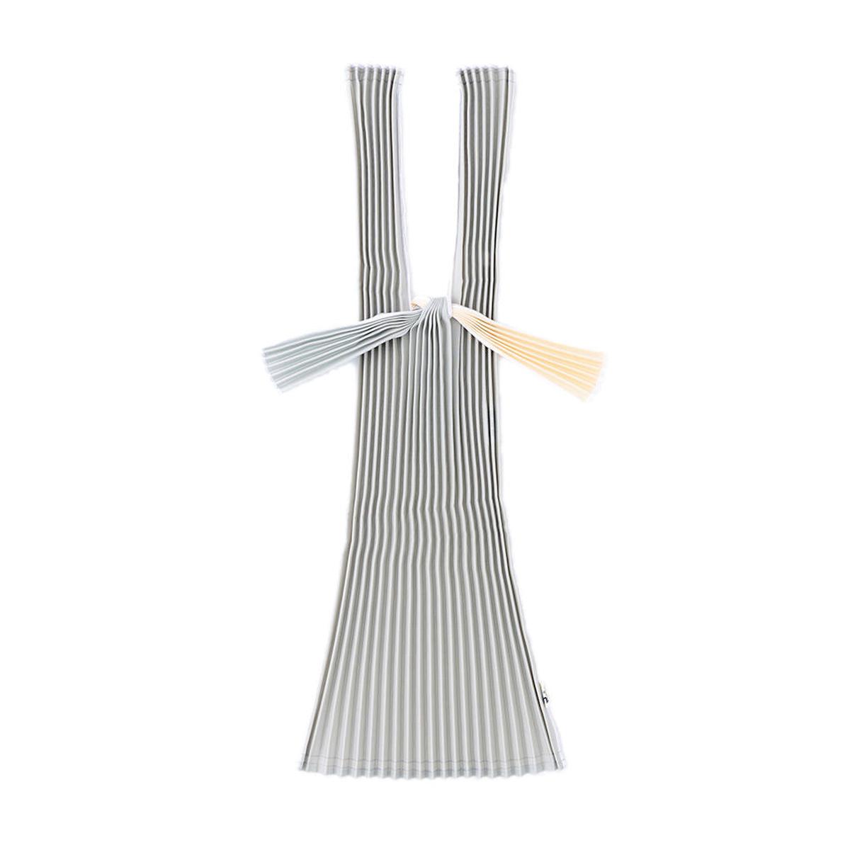 Pleco Pleated Tote Bag in Silver/Beige