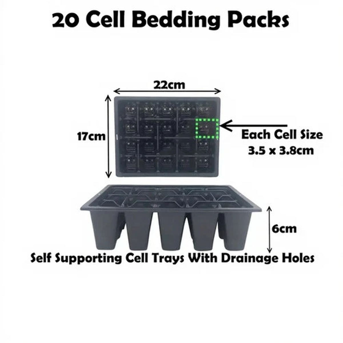 20 Cell Multi Tray Garden Bedding Pack Plug Plant Half Size Seed Sowing Trays
