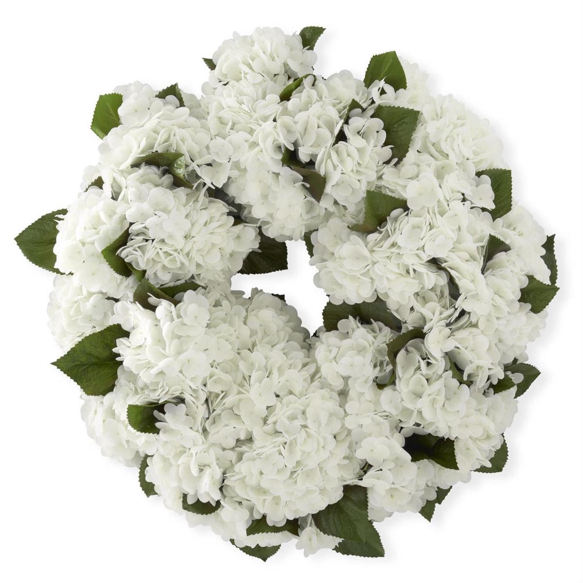 Real Touch Hydrangea Wreath 30" White Everlasting