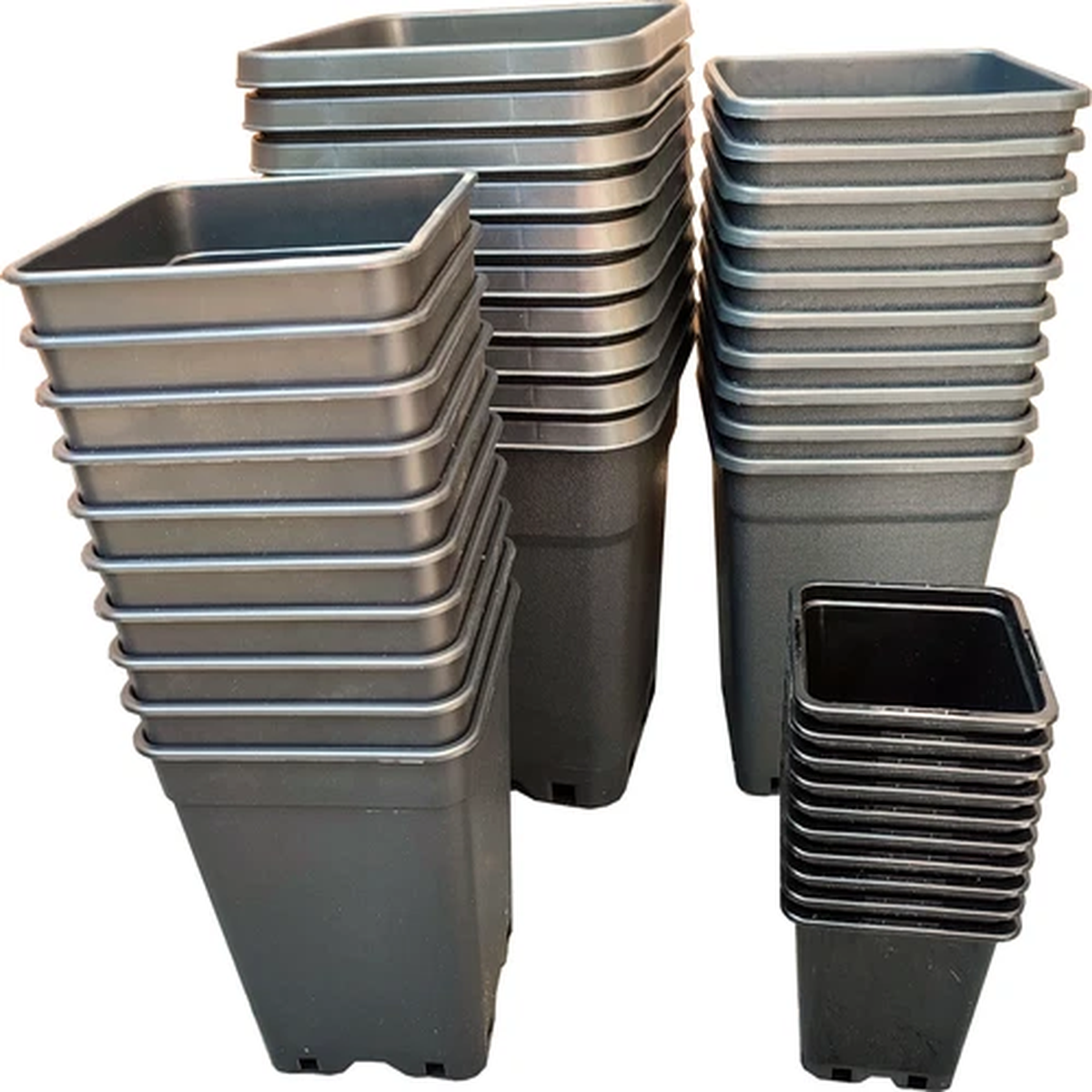 10x PACKS BULK - Plant Flower Pot Square 0.5L-5L Plastic Garden Hydroponic Pots