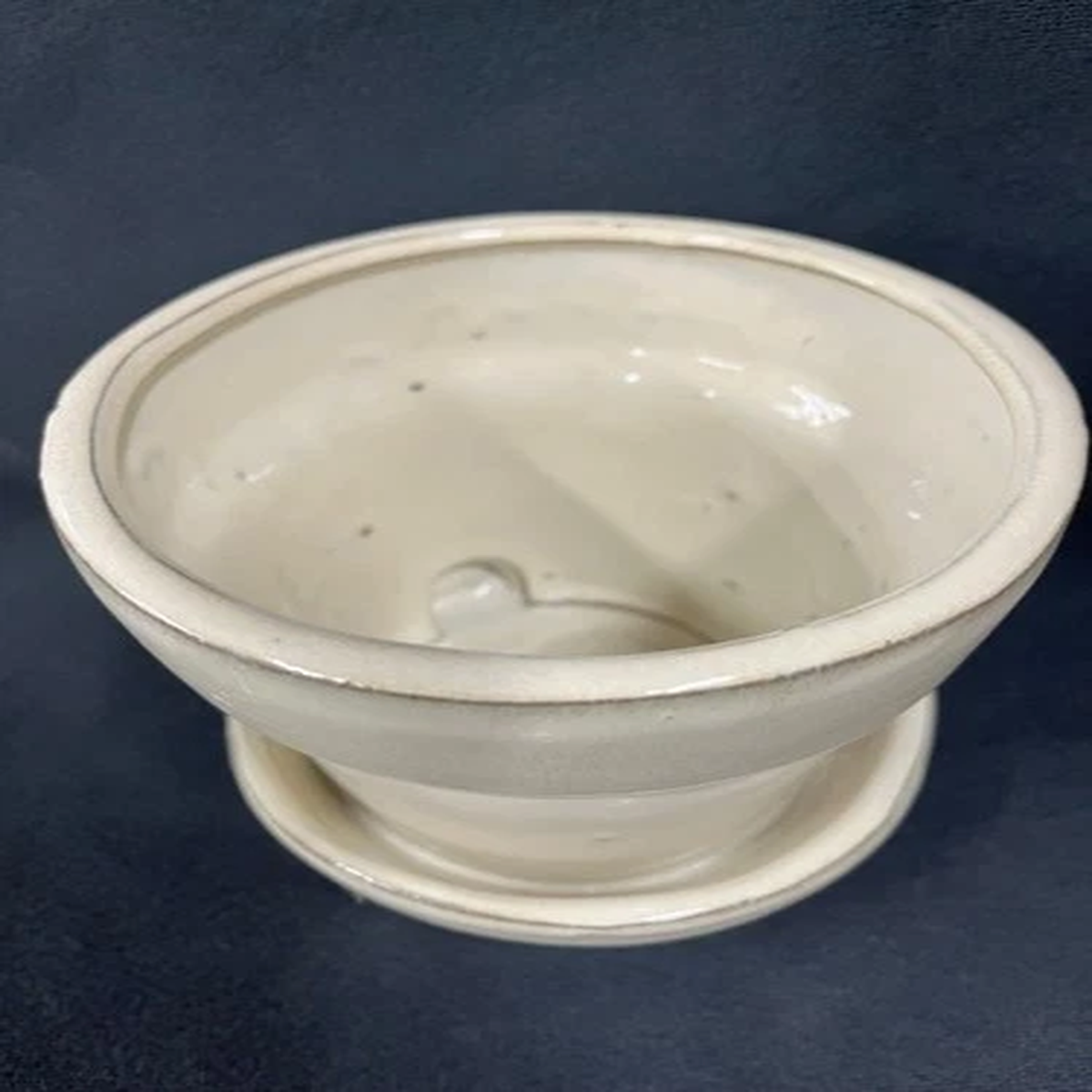 5 Ivory Ceramic Planter w/ Drainage & Saucer  Includes 3 Slotted Pot