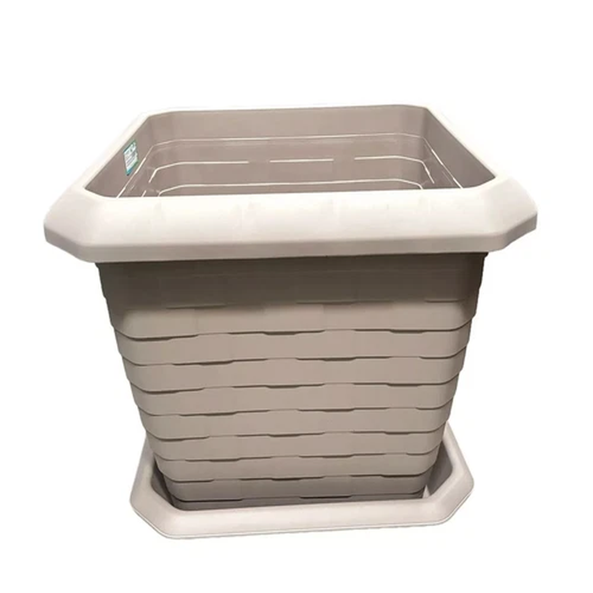 Mocha Large square Planter with Wheels and Saucer 74L 53cm Diameter