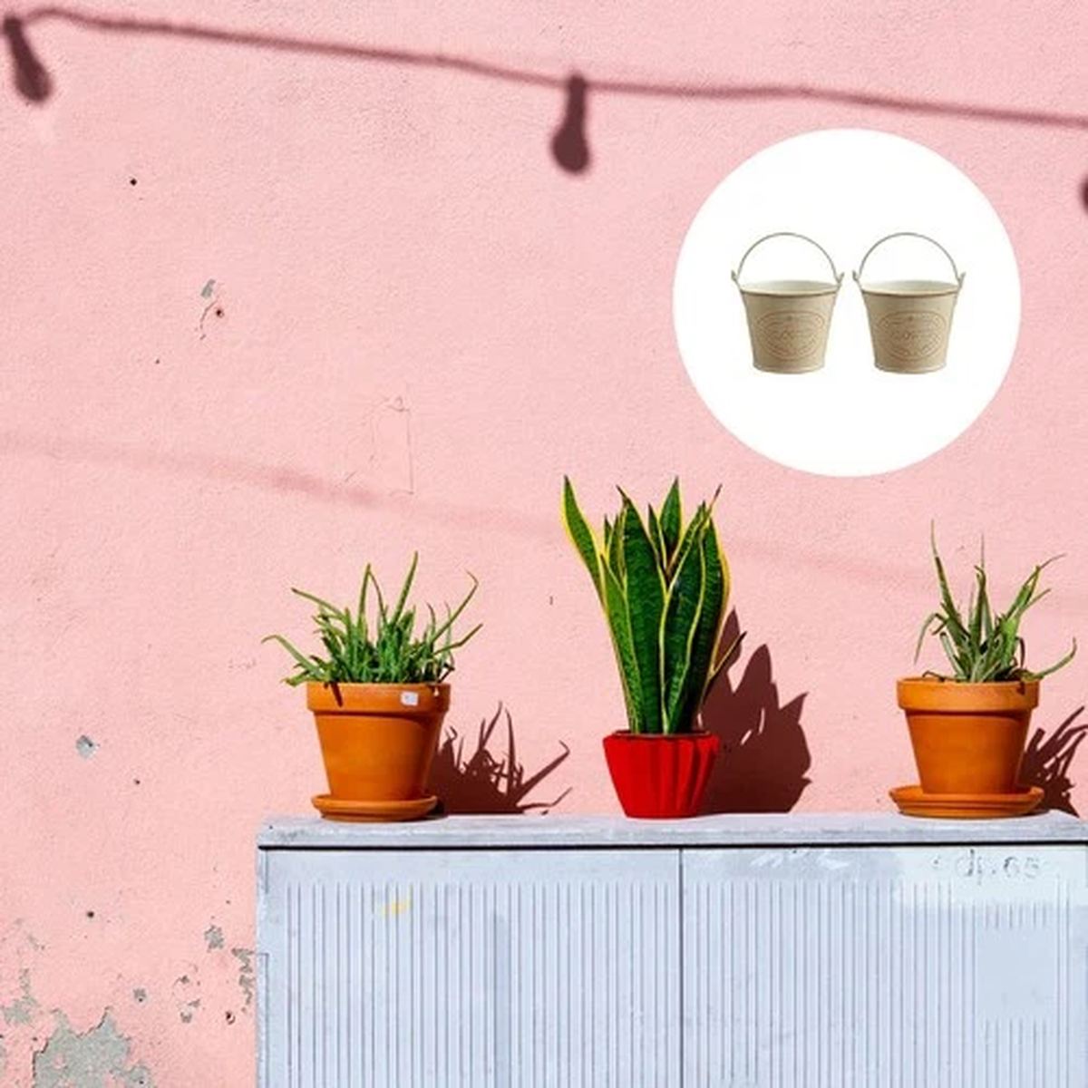 2 Pcs Iron Flower Pot Garden Bucket French Country Style Planter