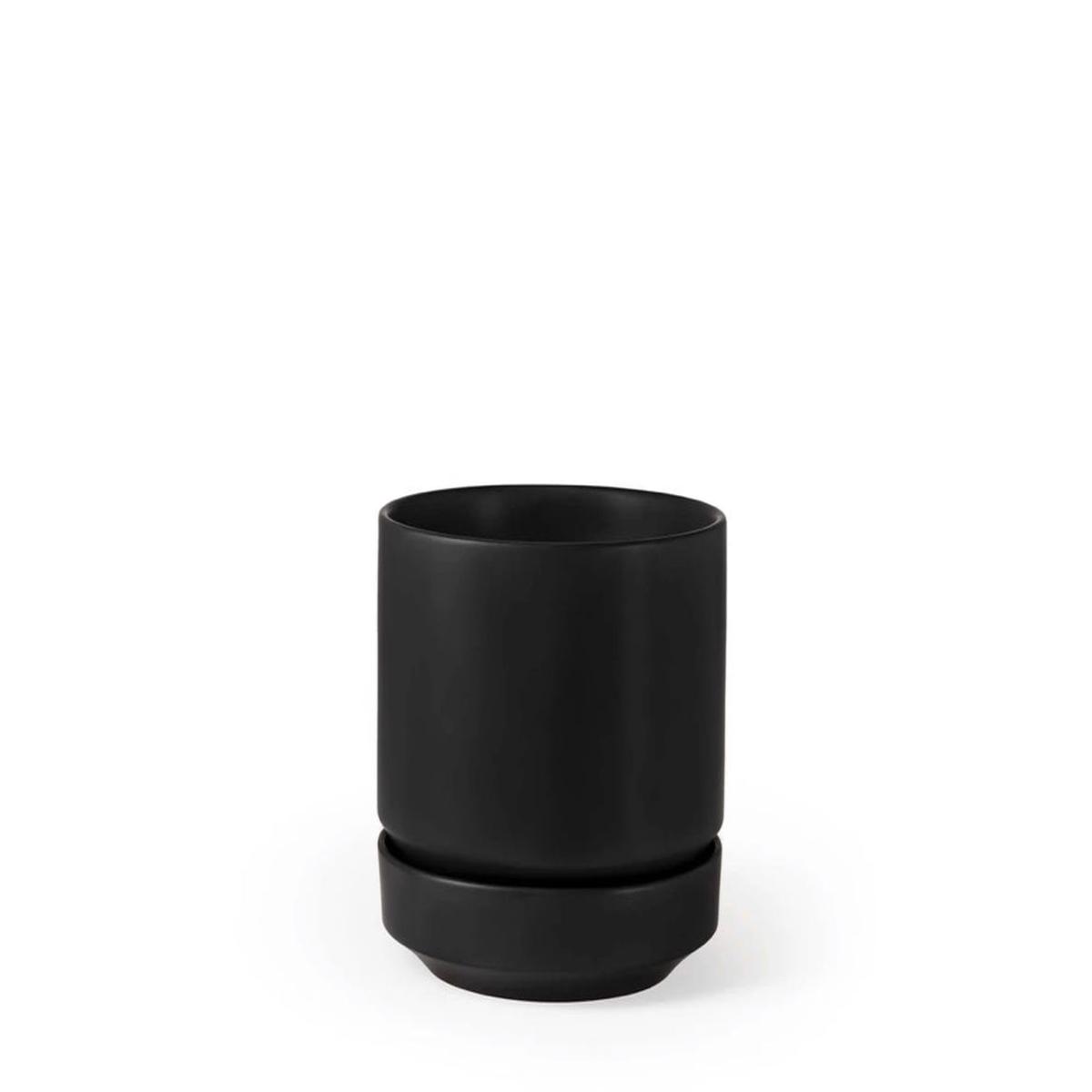 6" Round Two Planter - Black