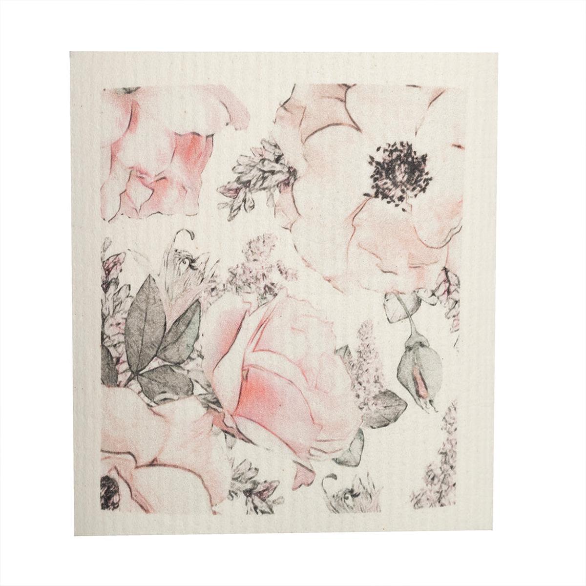 Pink Floral Sponge Cloth Pink