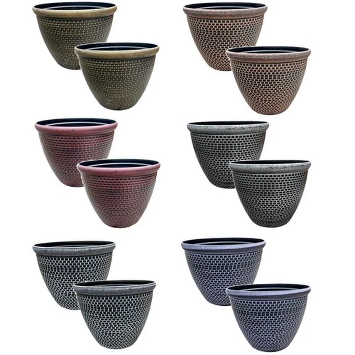 2 x Cromarty Plant Pot Large 36cm Plastic Round Flower Planter Garden Patio Tub
