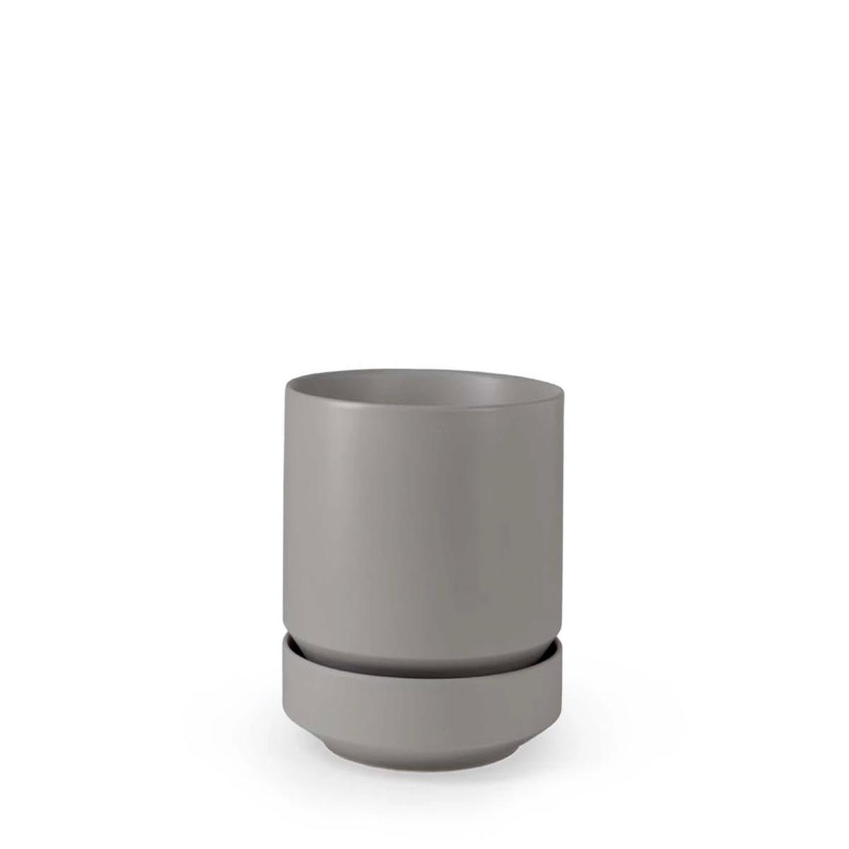 6" Round Two Planter - Gray