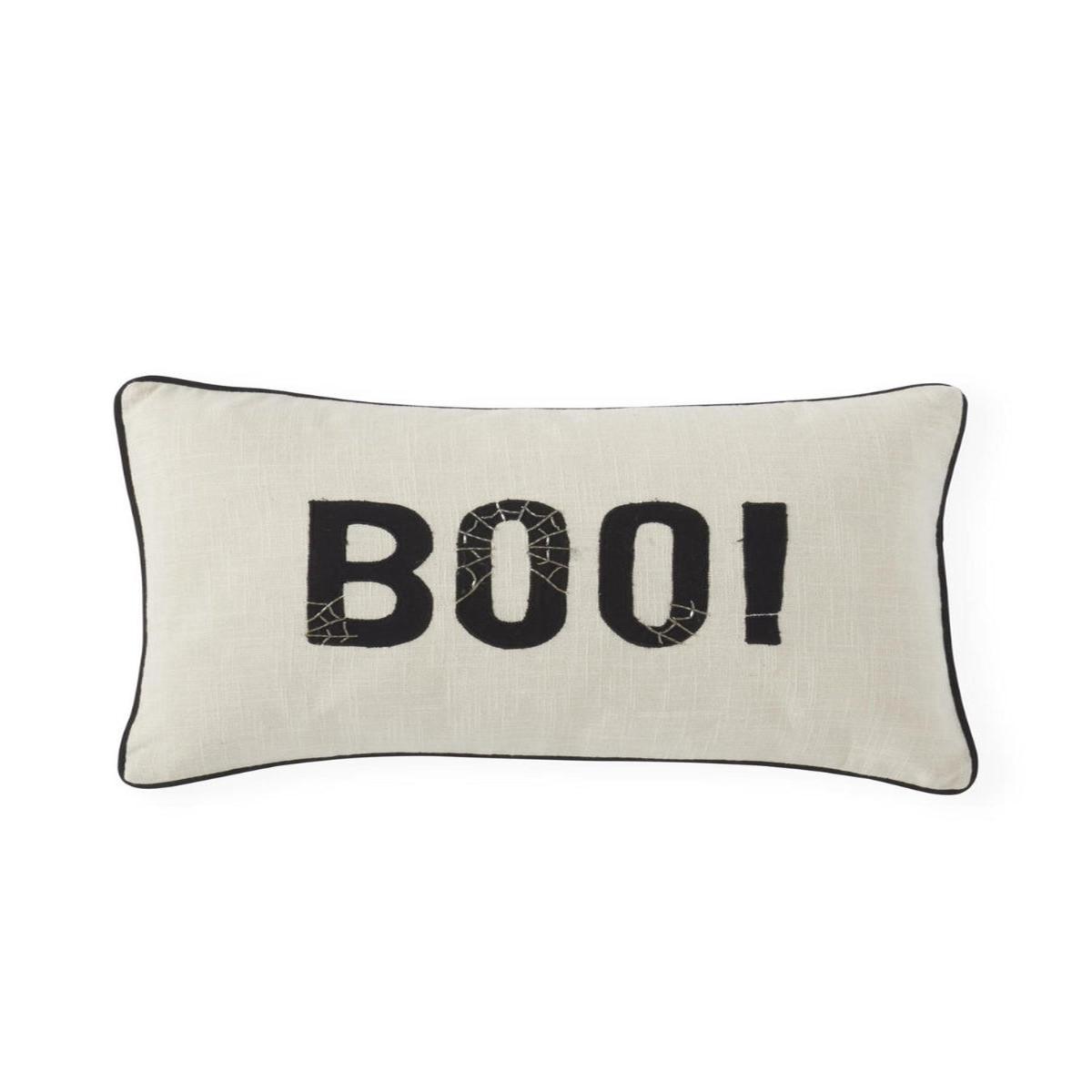 Cream Boo Embroidered Lumbar Pillow