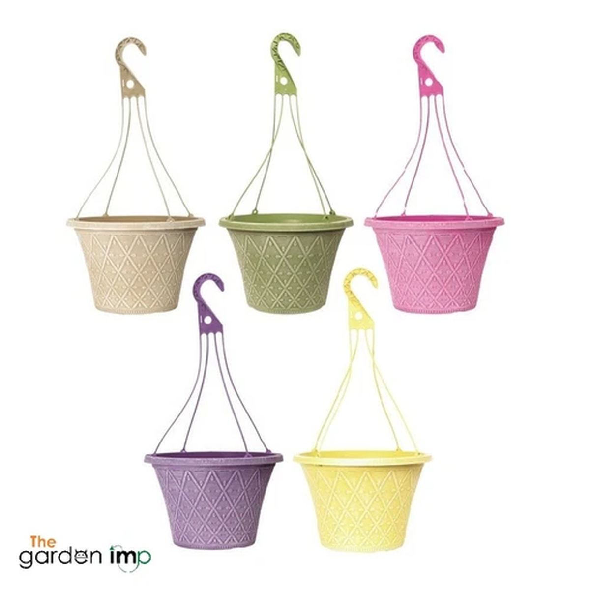 Plastic Round Hanging Baskets Coloured Decorative 30cm Strong Hanger Planter Pot