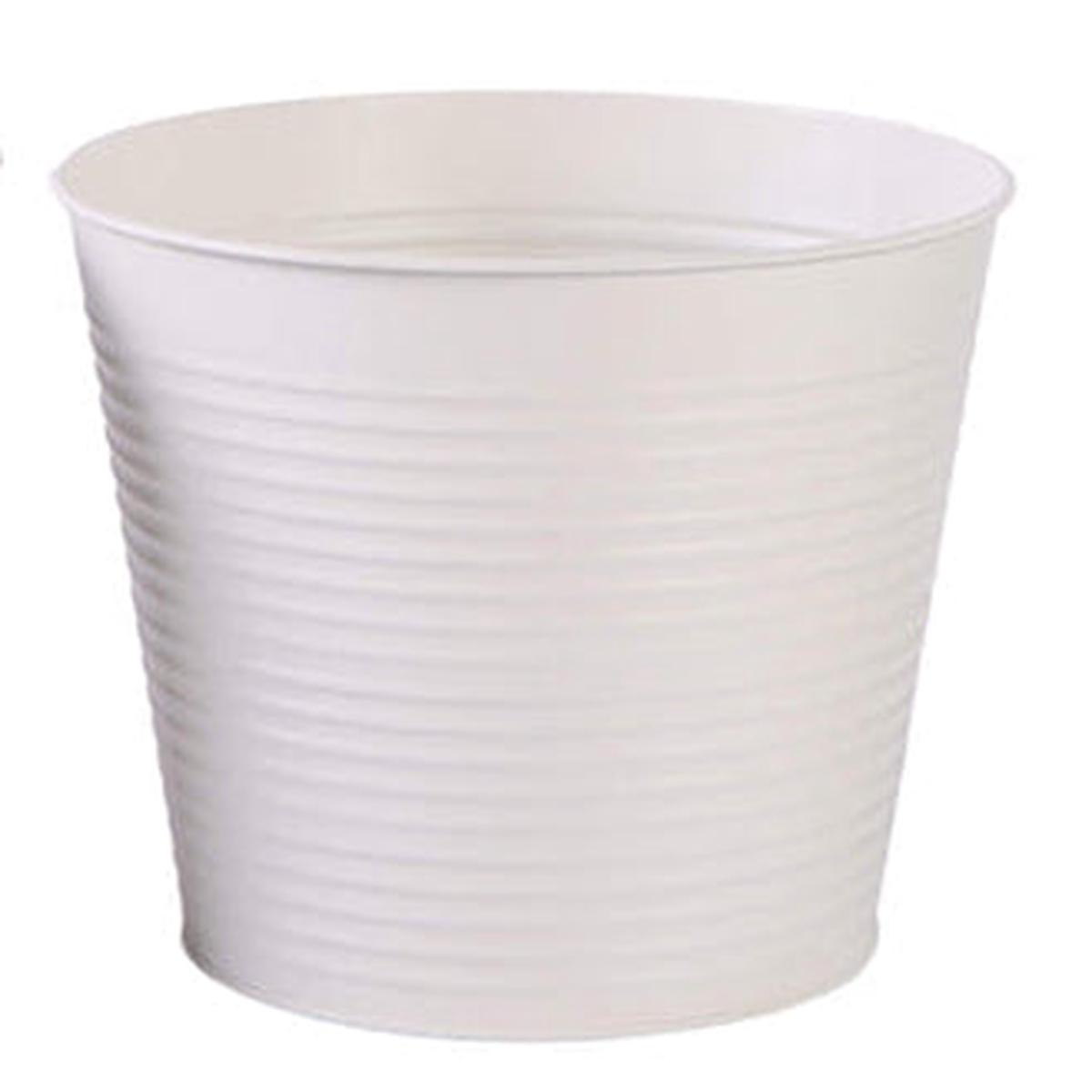 Round Ribbed Pot White 8In