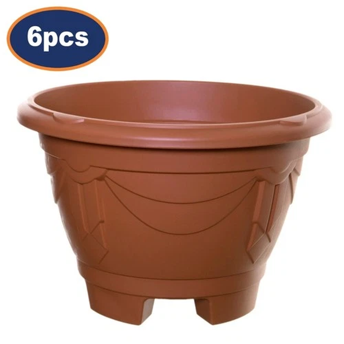Flower Pot Venetian Planter Round Legged Plastic Terracotta Garden 4L 26cm 6Pcs