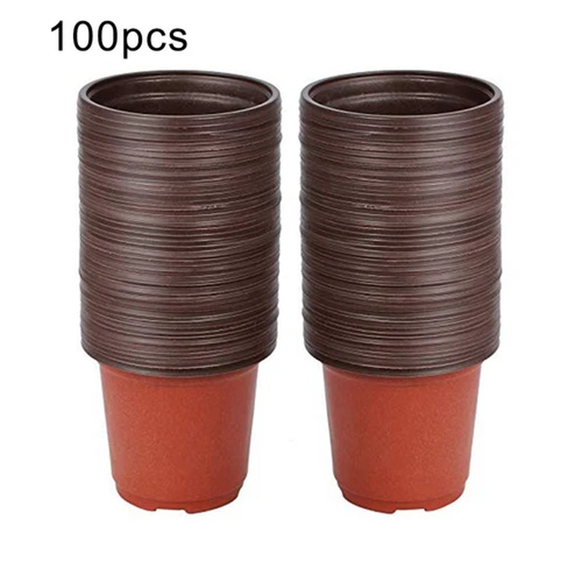 Set of 100 Lightweight Plastic Flower Pots for Gardening Red and Black