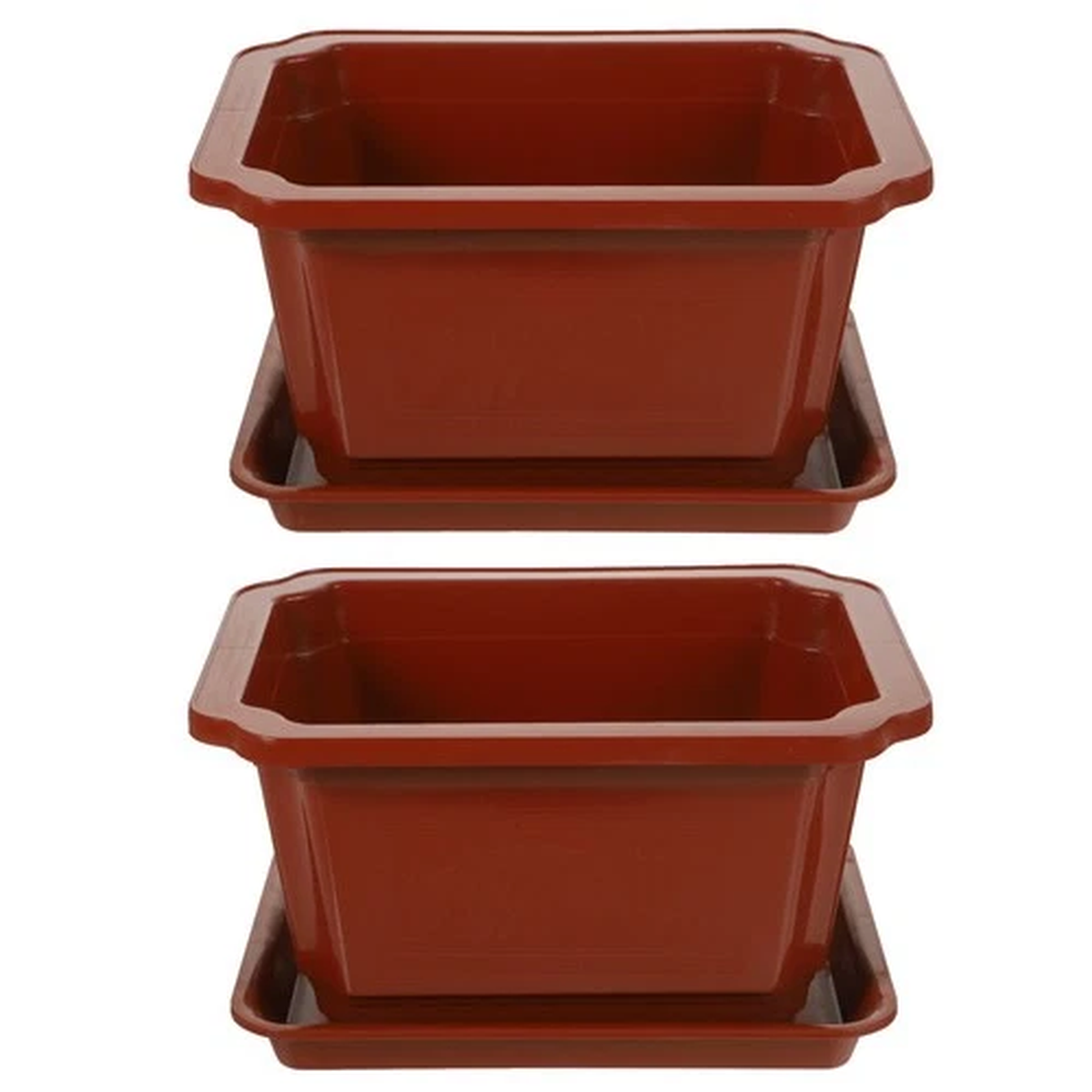 2 Sets Rectangular Container Bonsai Planter Flower Pot Decorative Garden