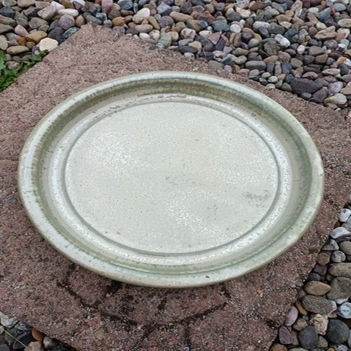 Beige Ceramic Plant Saucer 32cm Diameter | Frost Proof Garden Tray