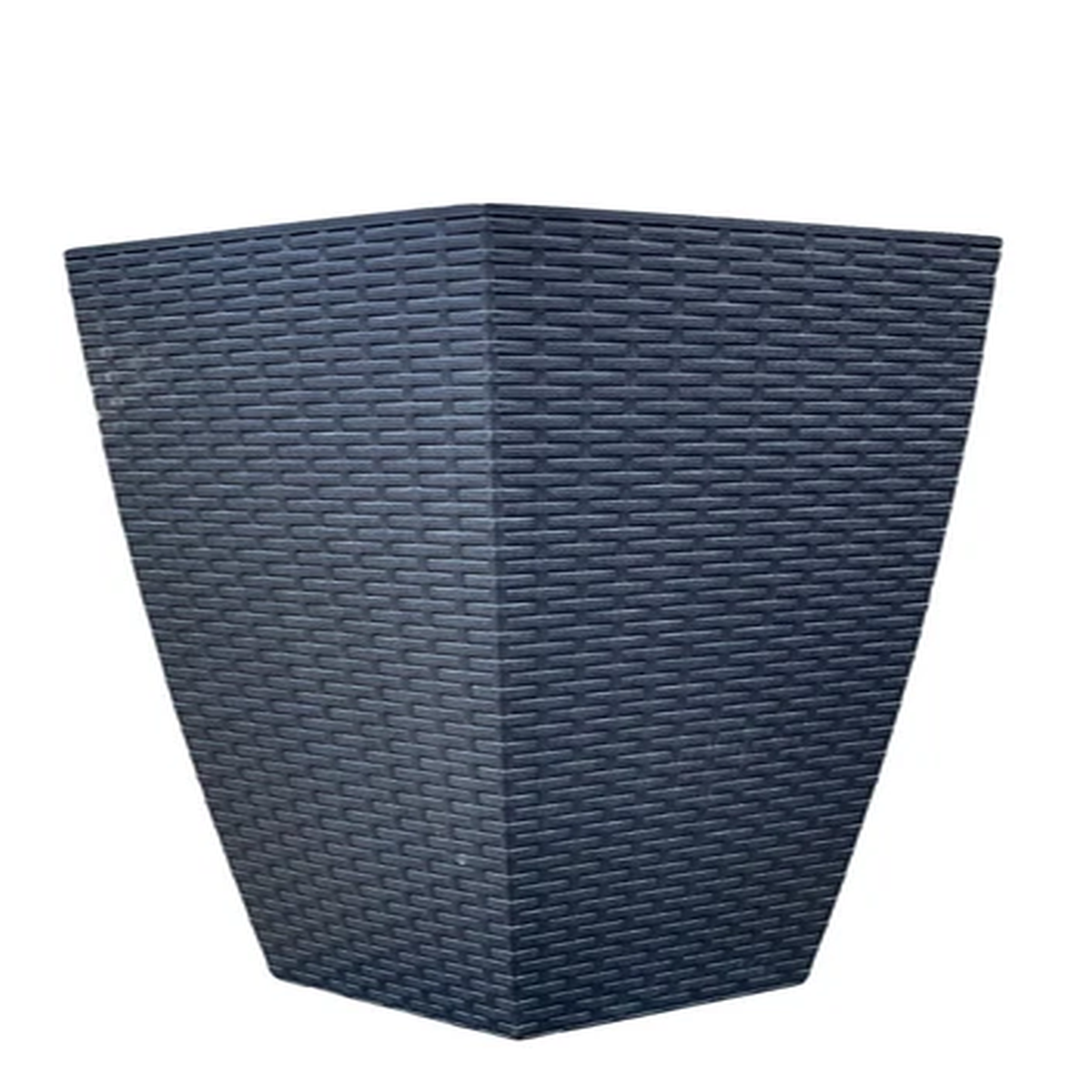 Grey Tall Square Plant Pot Rattan Effect Indoor Outdoor Garden Patio Front Door
