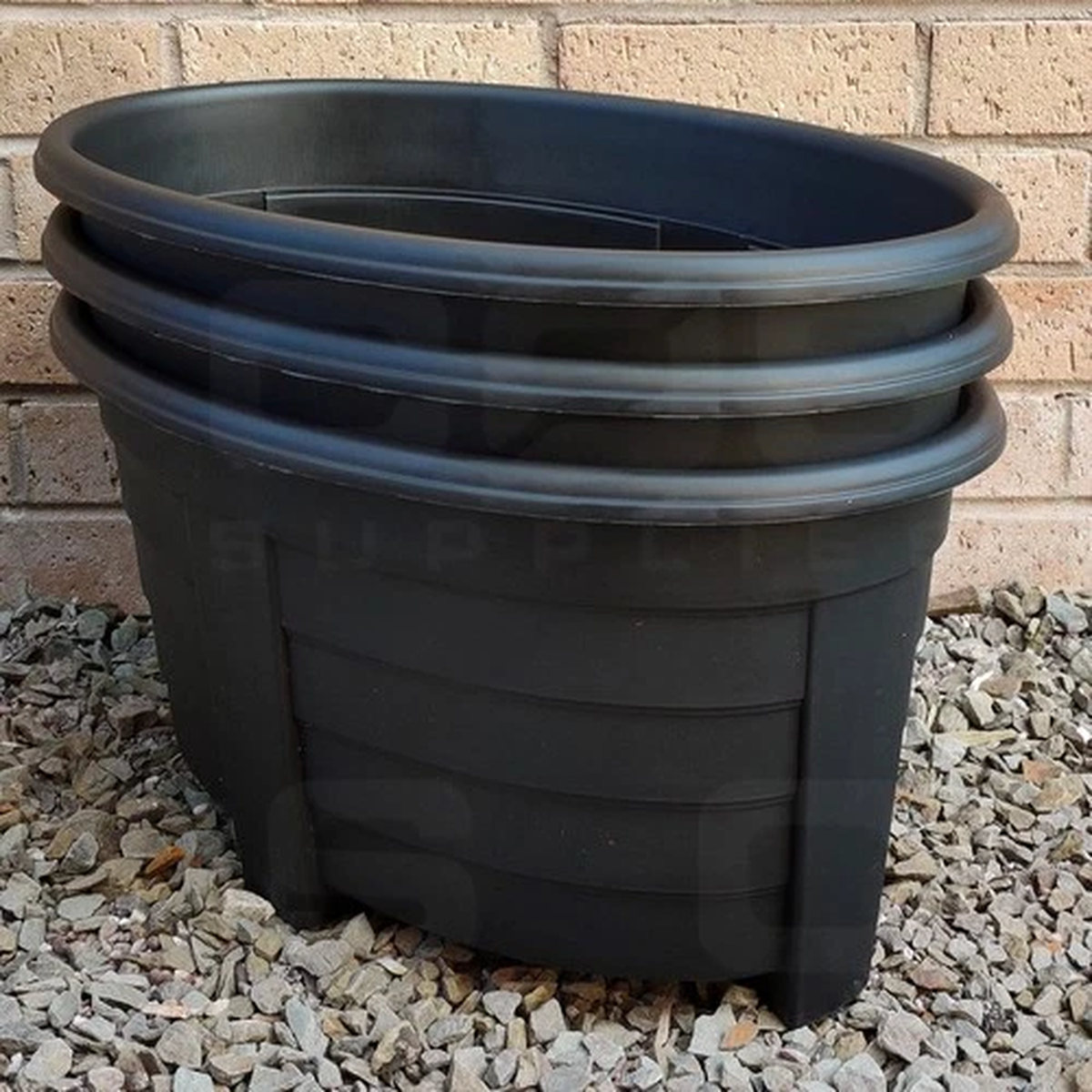 Grosvenor Oval Planter  55cm Ebony Black Garden Pots 1pk 2pk / 3pk / 4pk