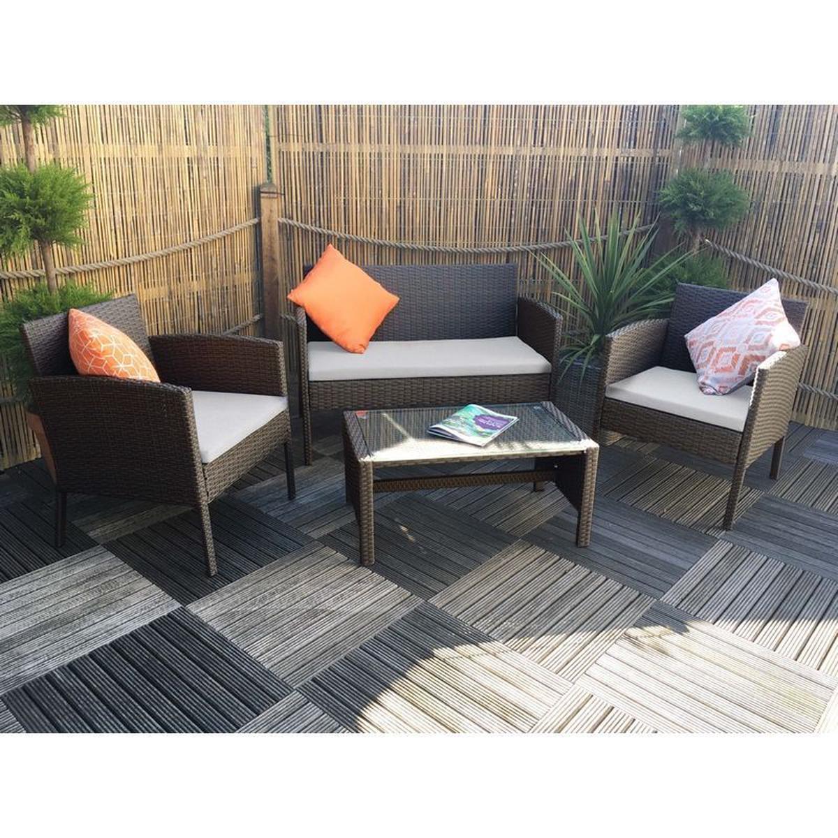 Nevada Rattan Garden Patio Dining Set by Royalcraft - 2 Seats Grey Cushions