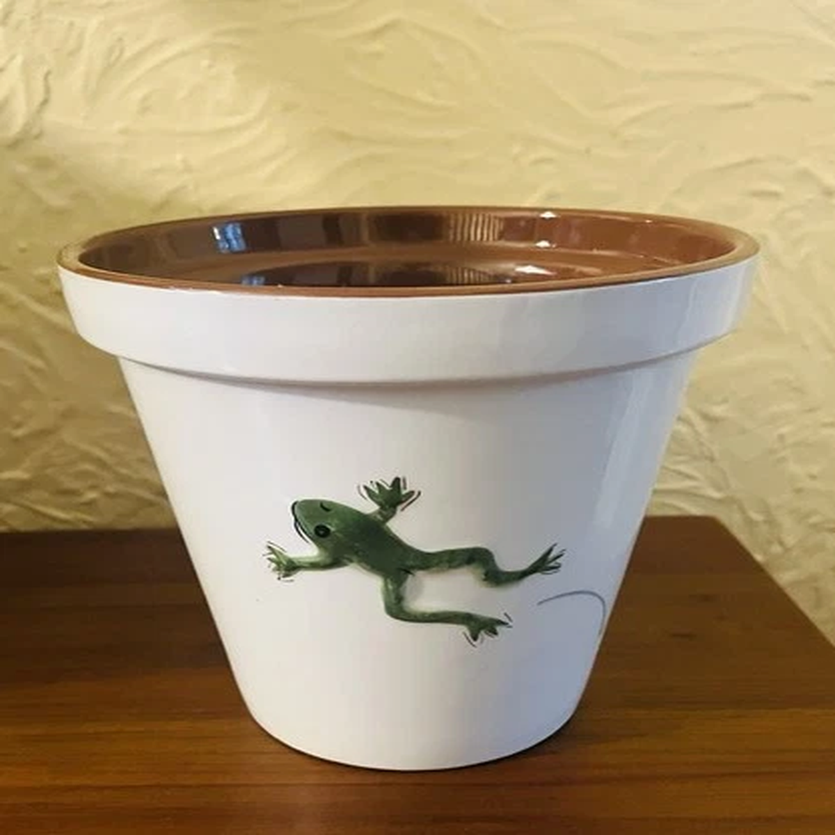 Vintage Pottery Barn Frog White Ceramic Flower Pot Planter Never Used With Tag