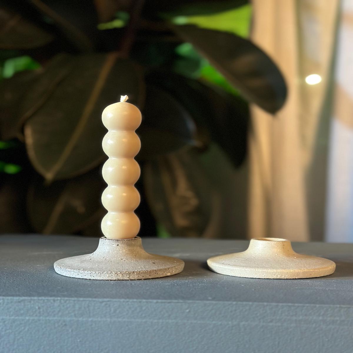 Stoneware Candlestick Holder in Pebble by Kristin Olds