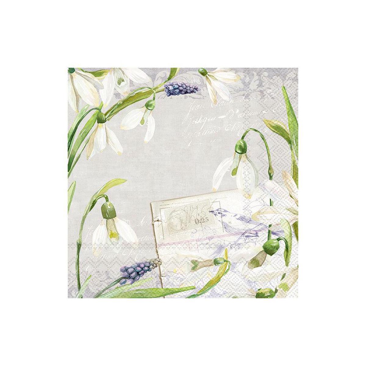Little Snowdrops Linen Cocktail Napkin