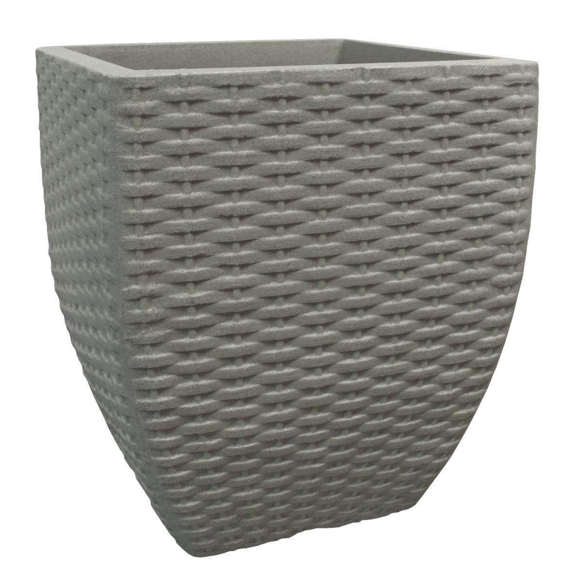Rattan Square Planter 48cm Stone