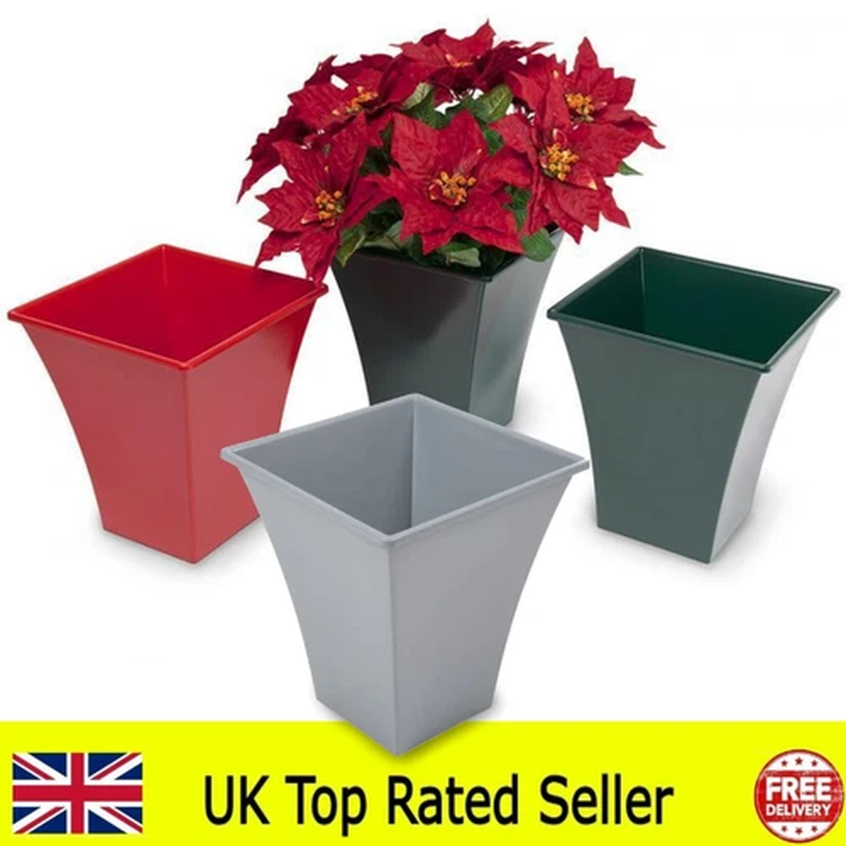 small black 23cm planter pot garden patio square pot