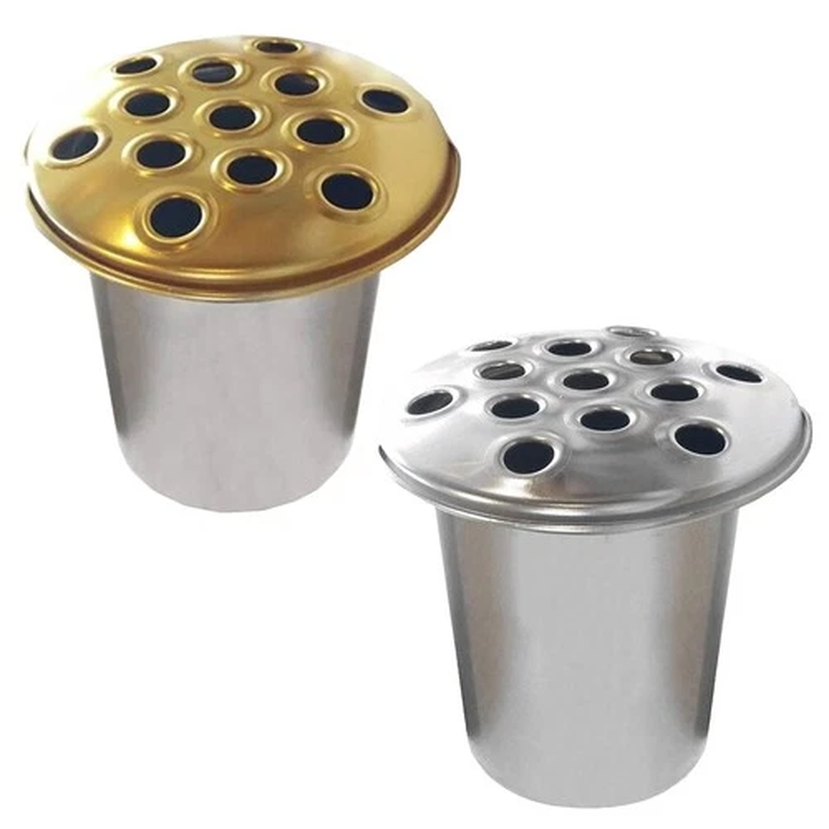 Metal Cemetery Grave Flower Pot Insert with Lid - Silver