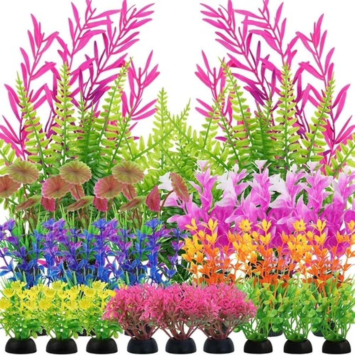 25 Pack Aquarium Plants, Fish Tank Decor Colorful Plants Artificial