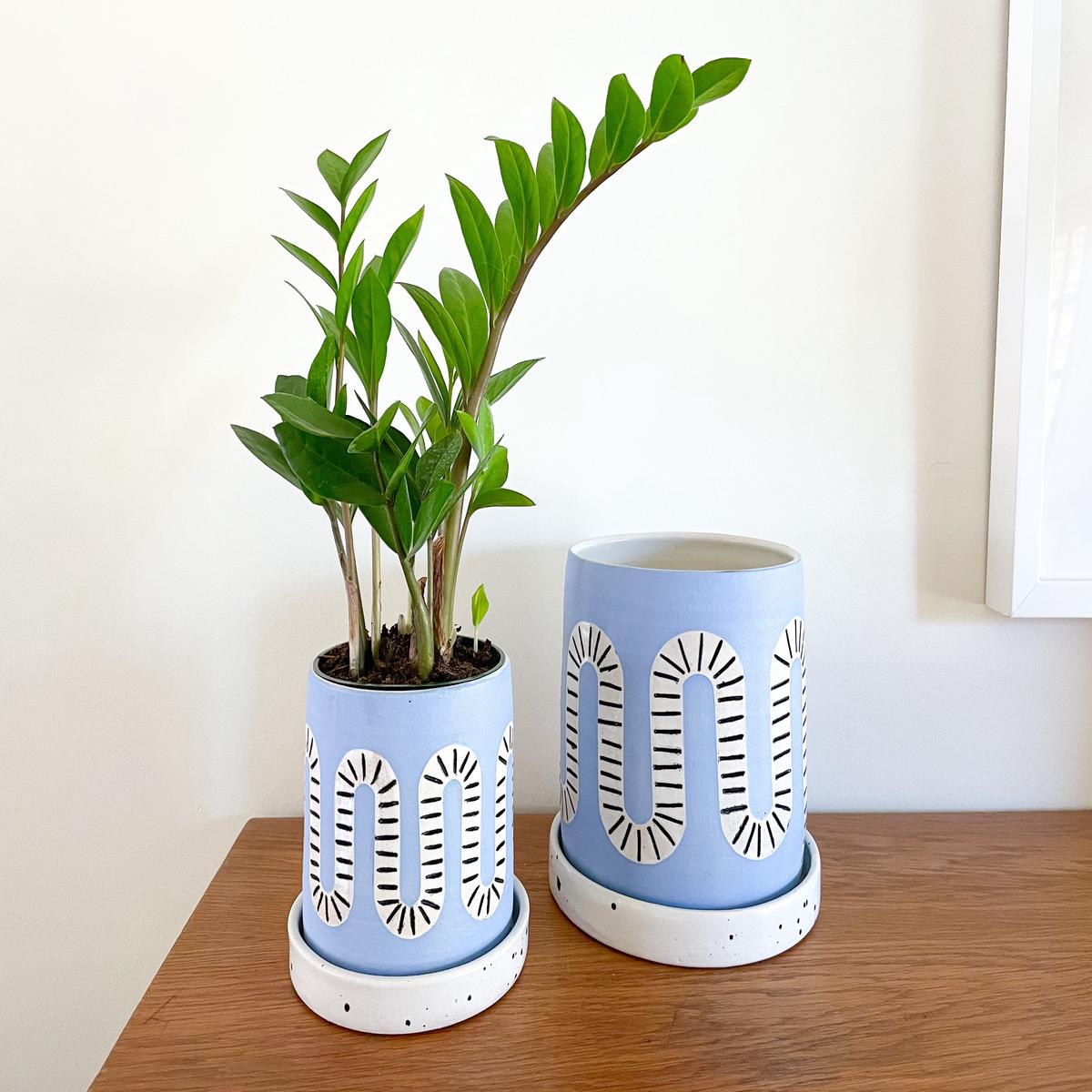 Balance Stripe Planter in Blue