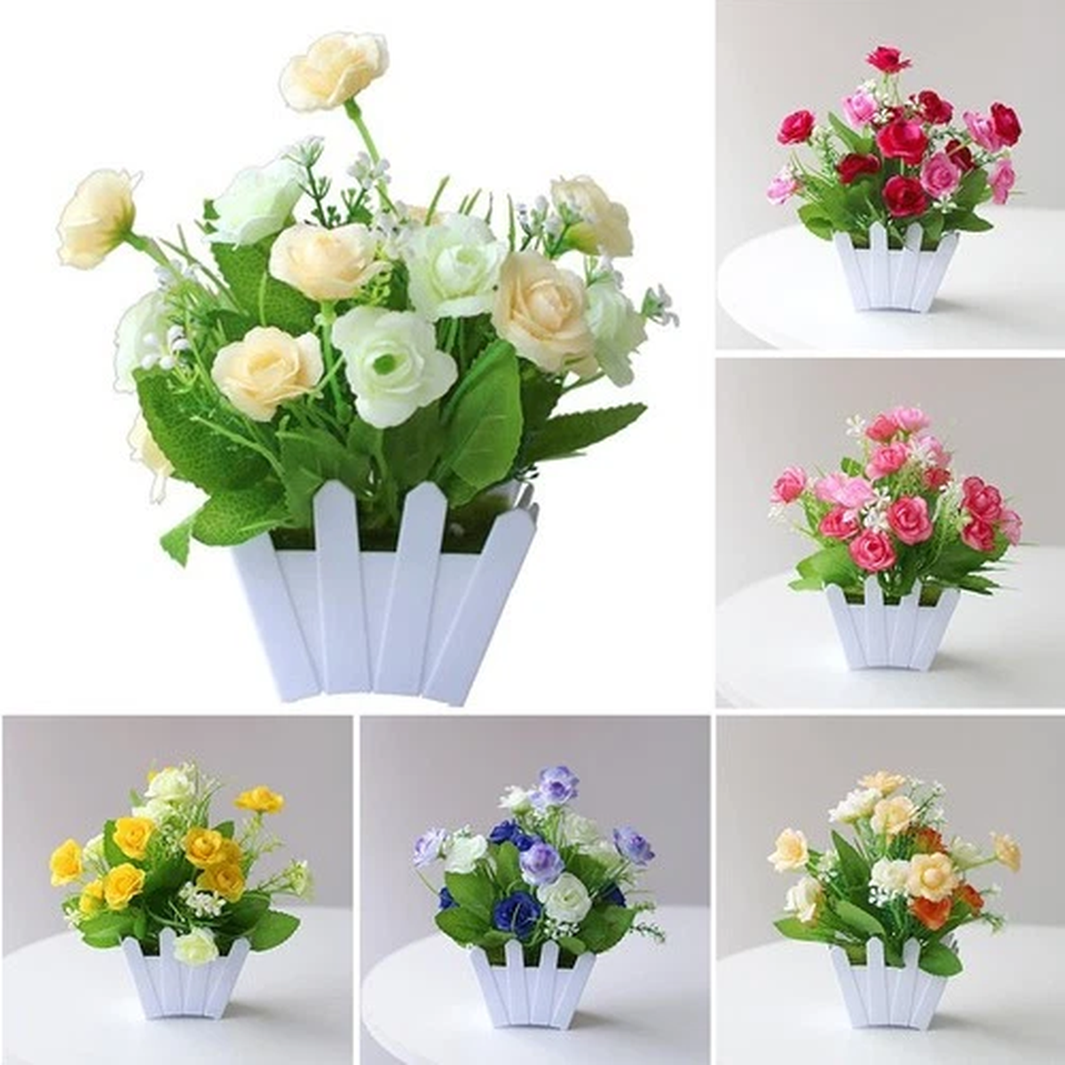 Fake Plants in Pot Outdoor Indoor Artificial Flowers for Home and Garden