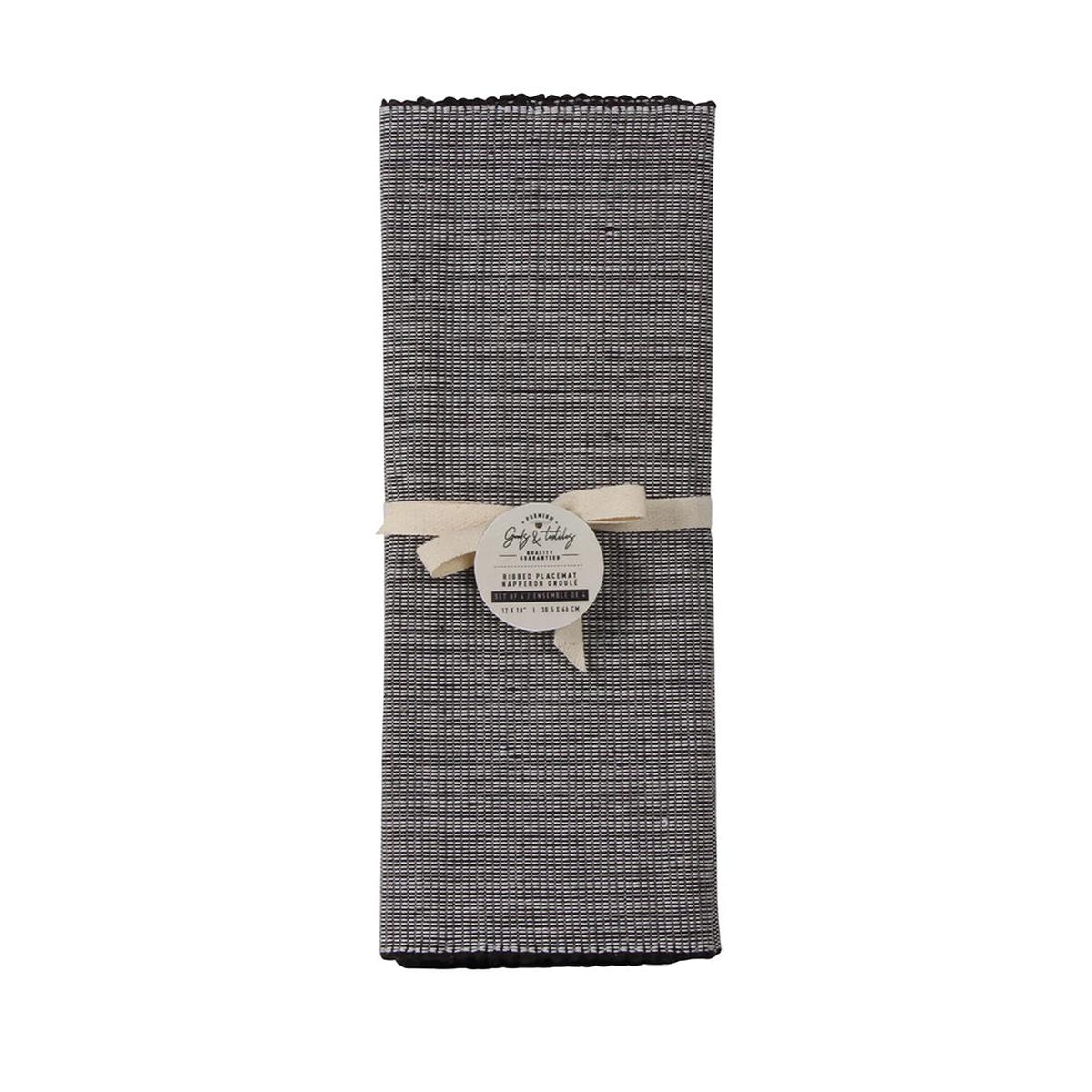 Heathered Ribbed Placemat Set Of 4 Black
