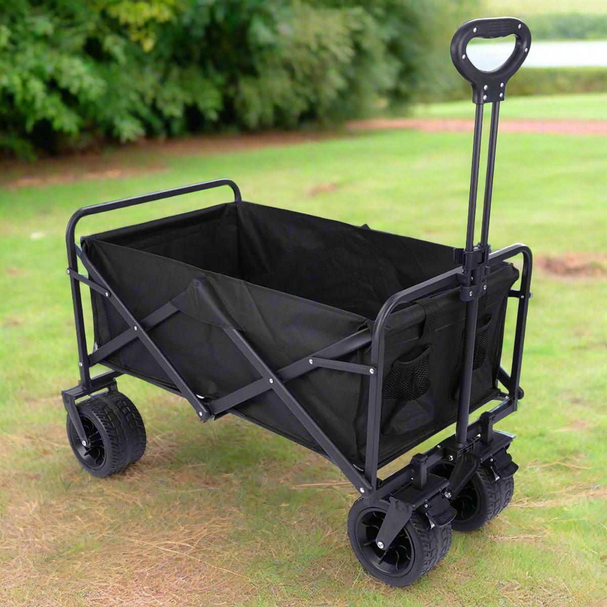 Essentials Folding Camping Festival Trolley Black - 150L by Go Beyond