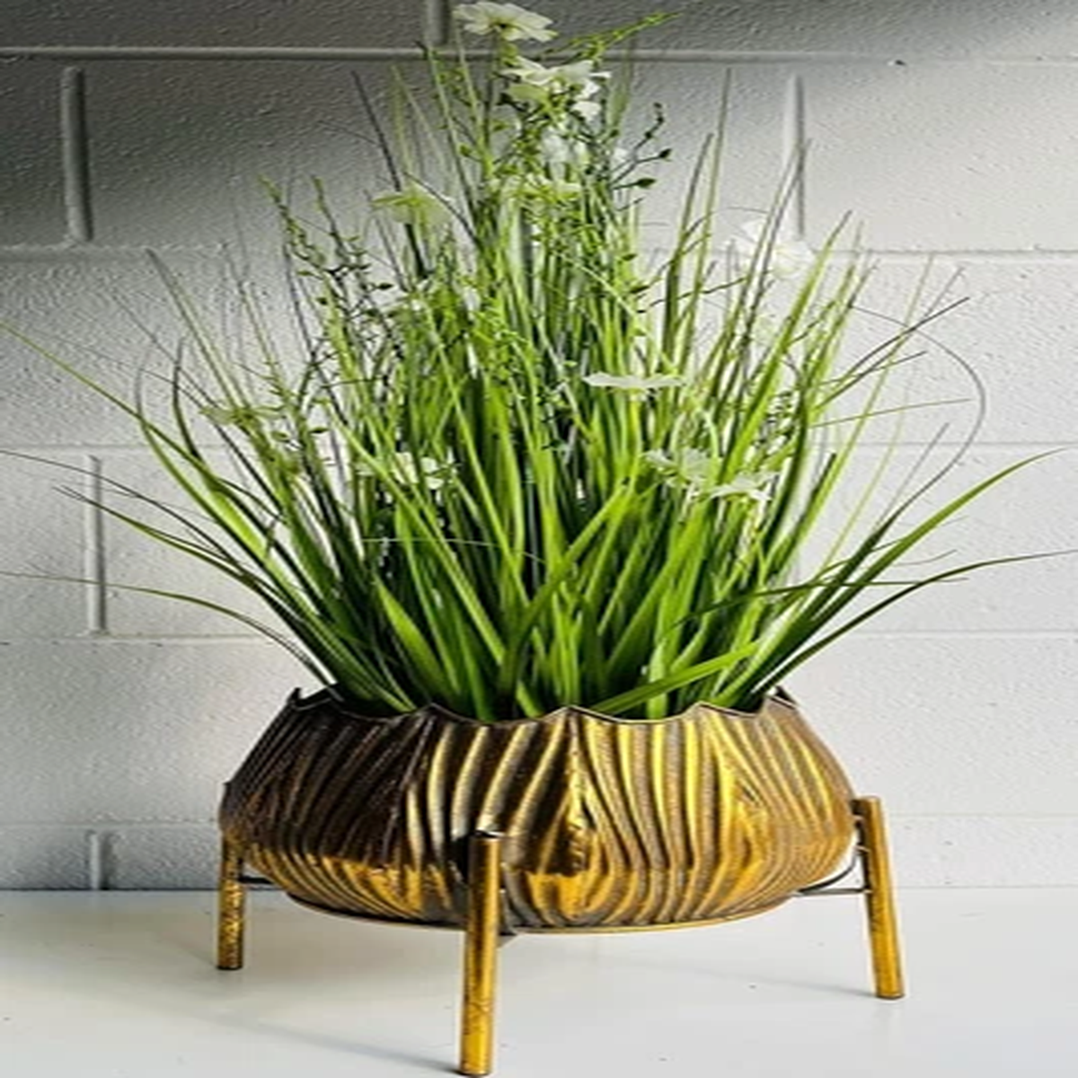 Gold Plant Pot Stand, Indoor Vintage Planter With Legs, Cachepot