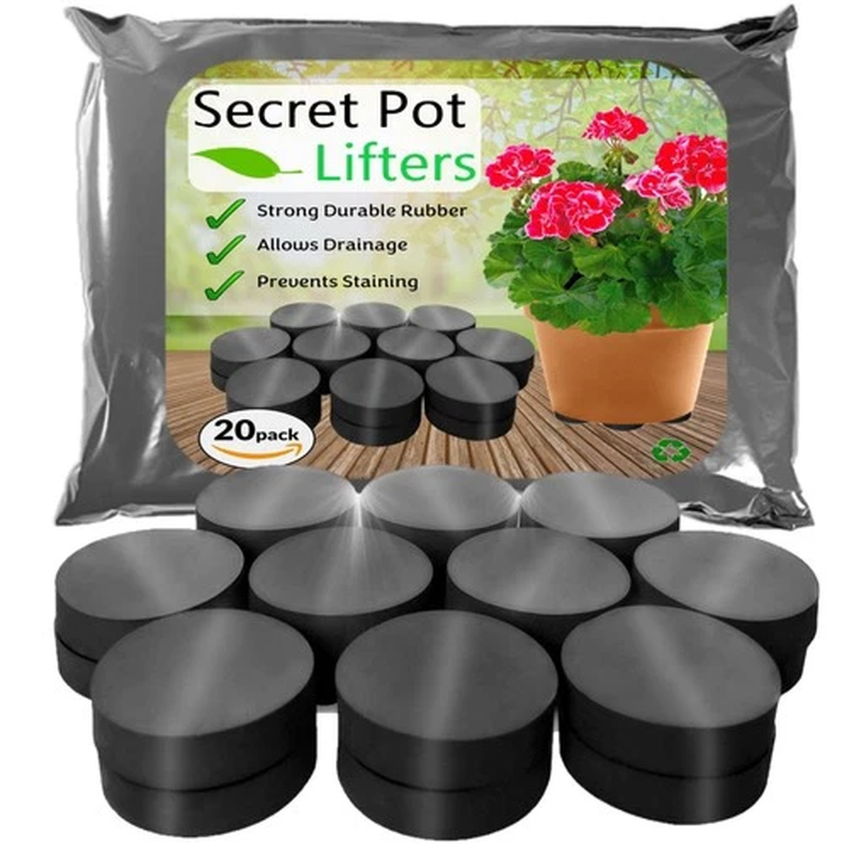 Plant Pot Feet 20 - Garden Flower Pot Feet, Indoor and Outdoor - Heavy Duty