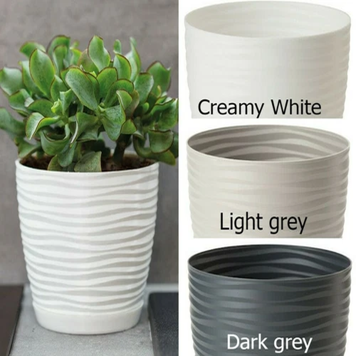 Plastic Plant Pot Cover Round 3D Effect Modern Indoor Outdoor Houseplant Holder