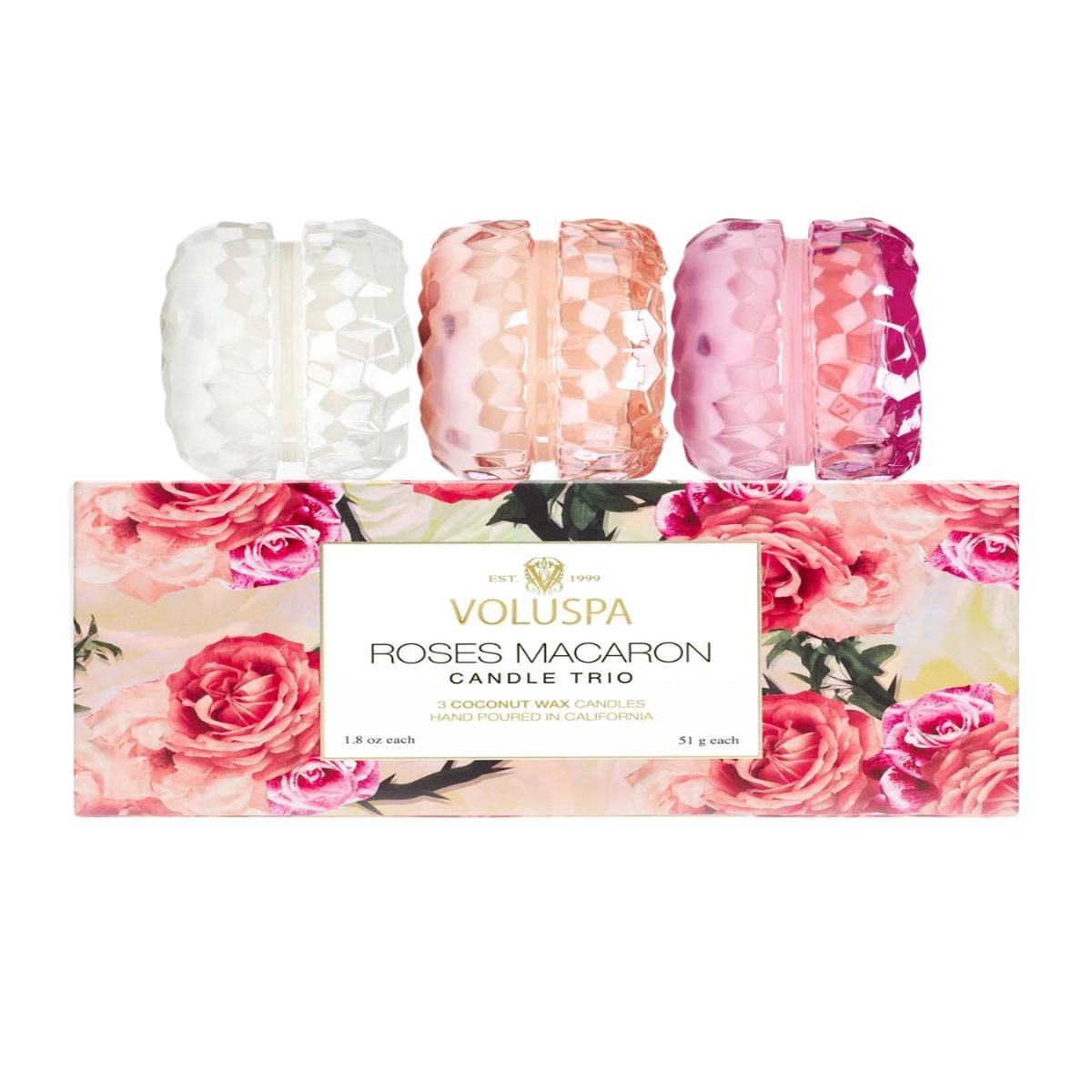 Voluspa Roses Macaron Candle Trio Gift Set