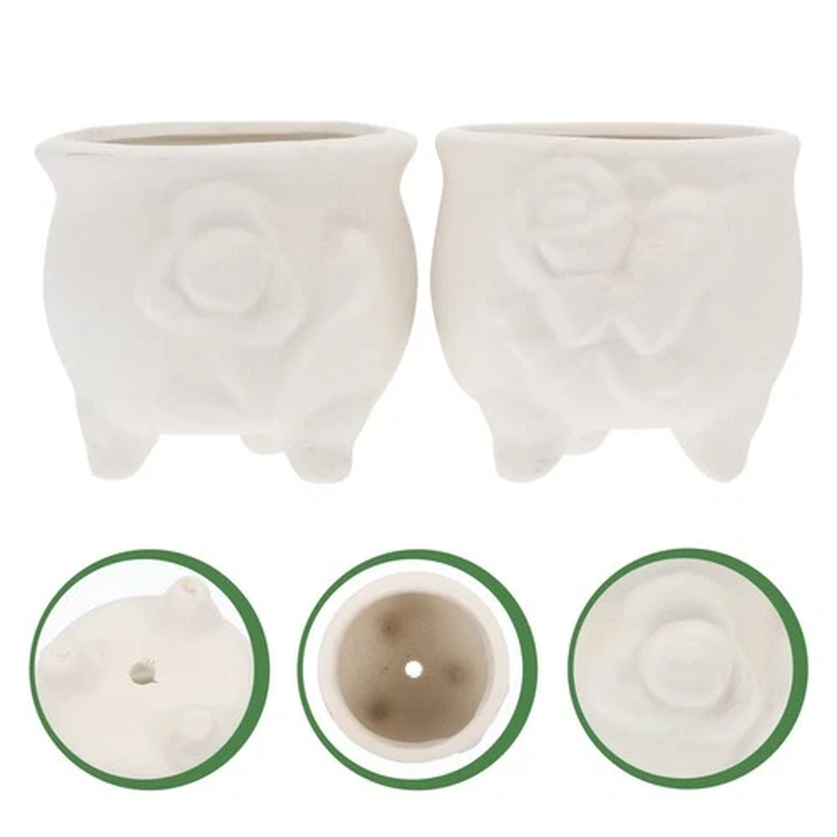 2Pcs DIY Ceramic Flowerpots Hand Painted White Pots DIY Graffiti Flower Pots