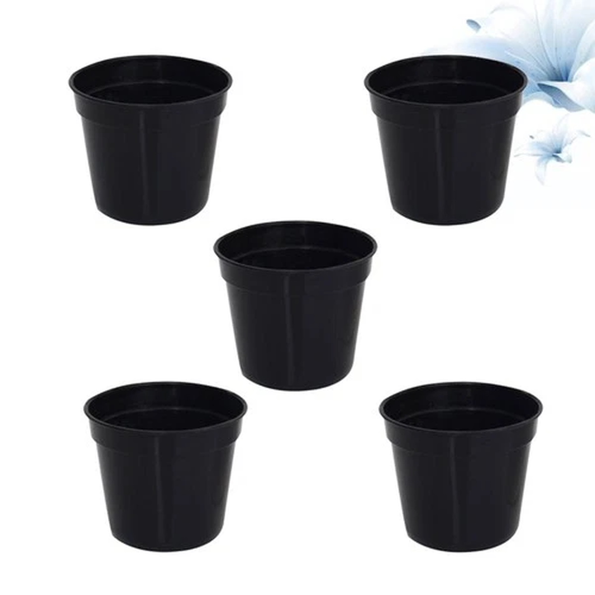 5 PCS Plastic Flower Pots Deepen Scrub Round Chunky Basin