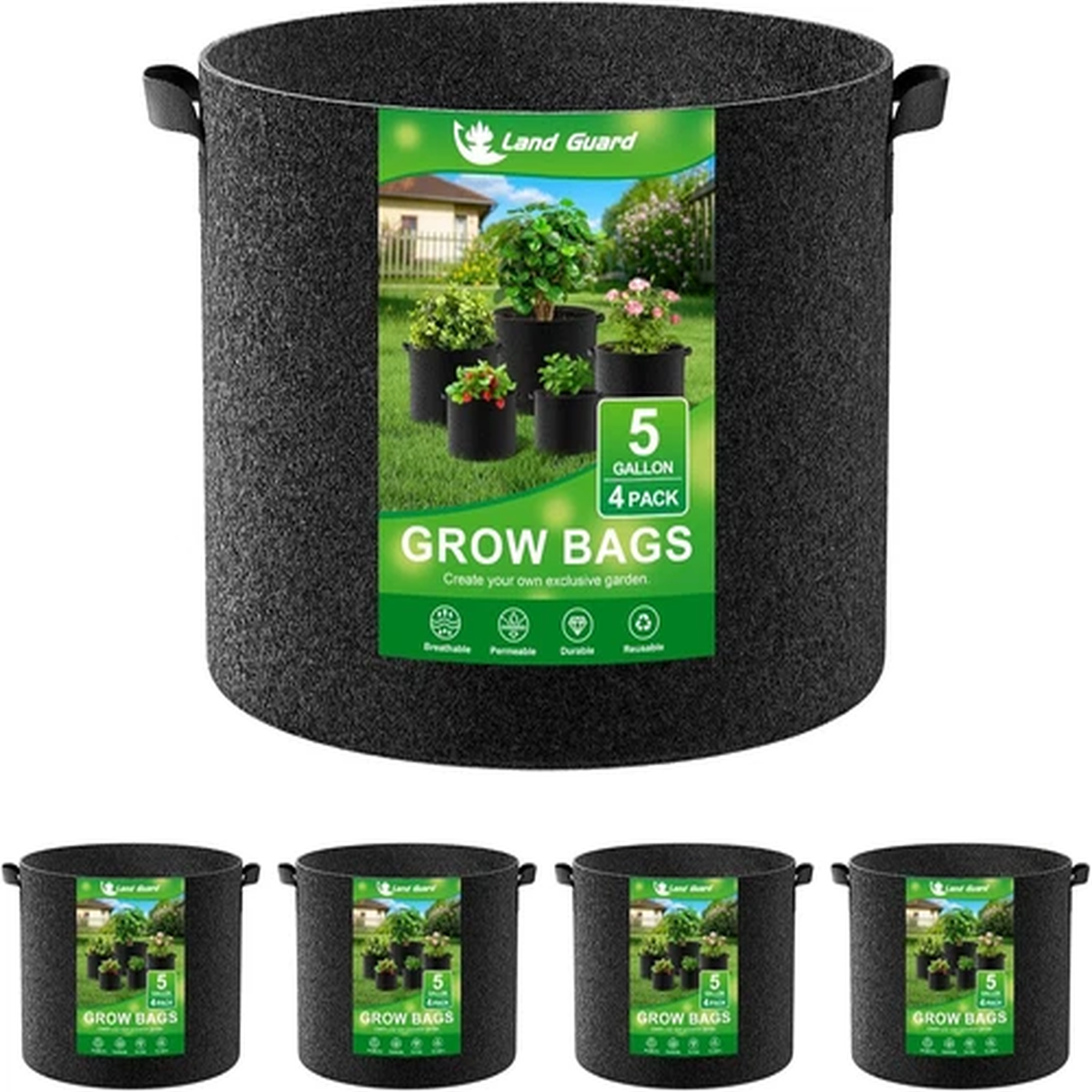 Nonwoven Fabric Grow Bags Heavy Duty Planting Pots w/ Handles Garden Planters