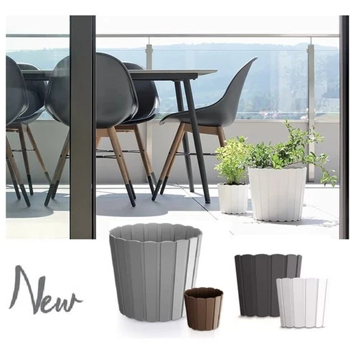 Plant Pot Round Plastic Indoor Outdoor  6 Sizes 4 Colours Garden