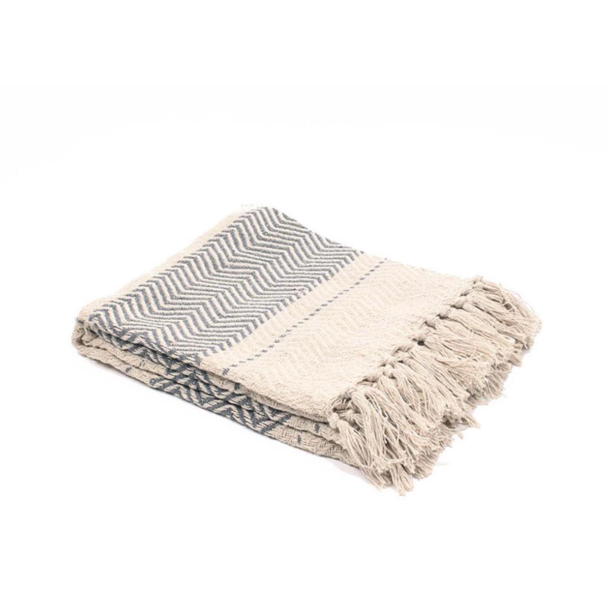 Throw Chevron Stripe Cotton Grey