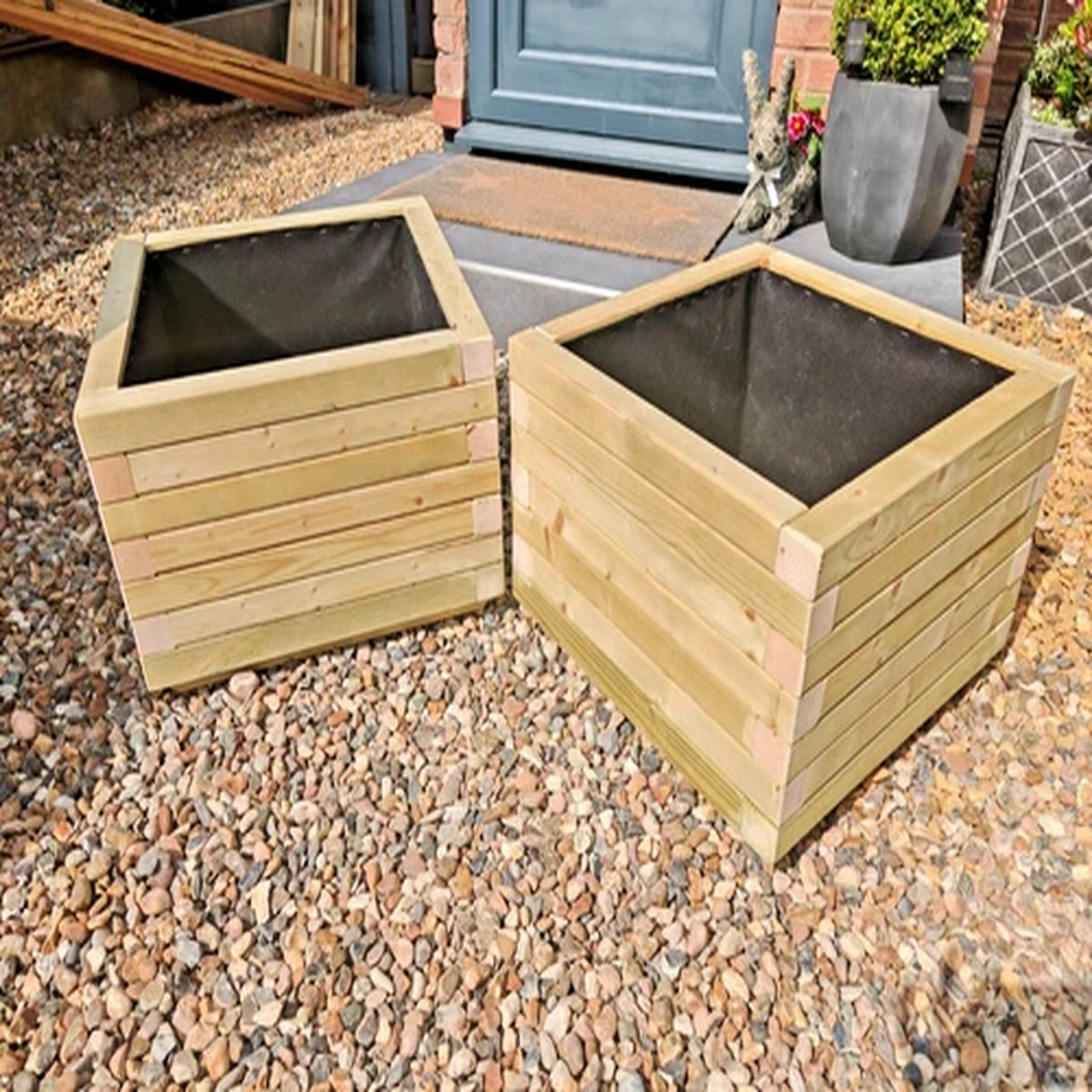 50cm Square Wooden Planter Garden Patio Trough Flower Plant Pot