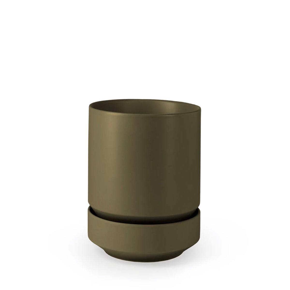 8" Round Two Planter - Olive