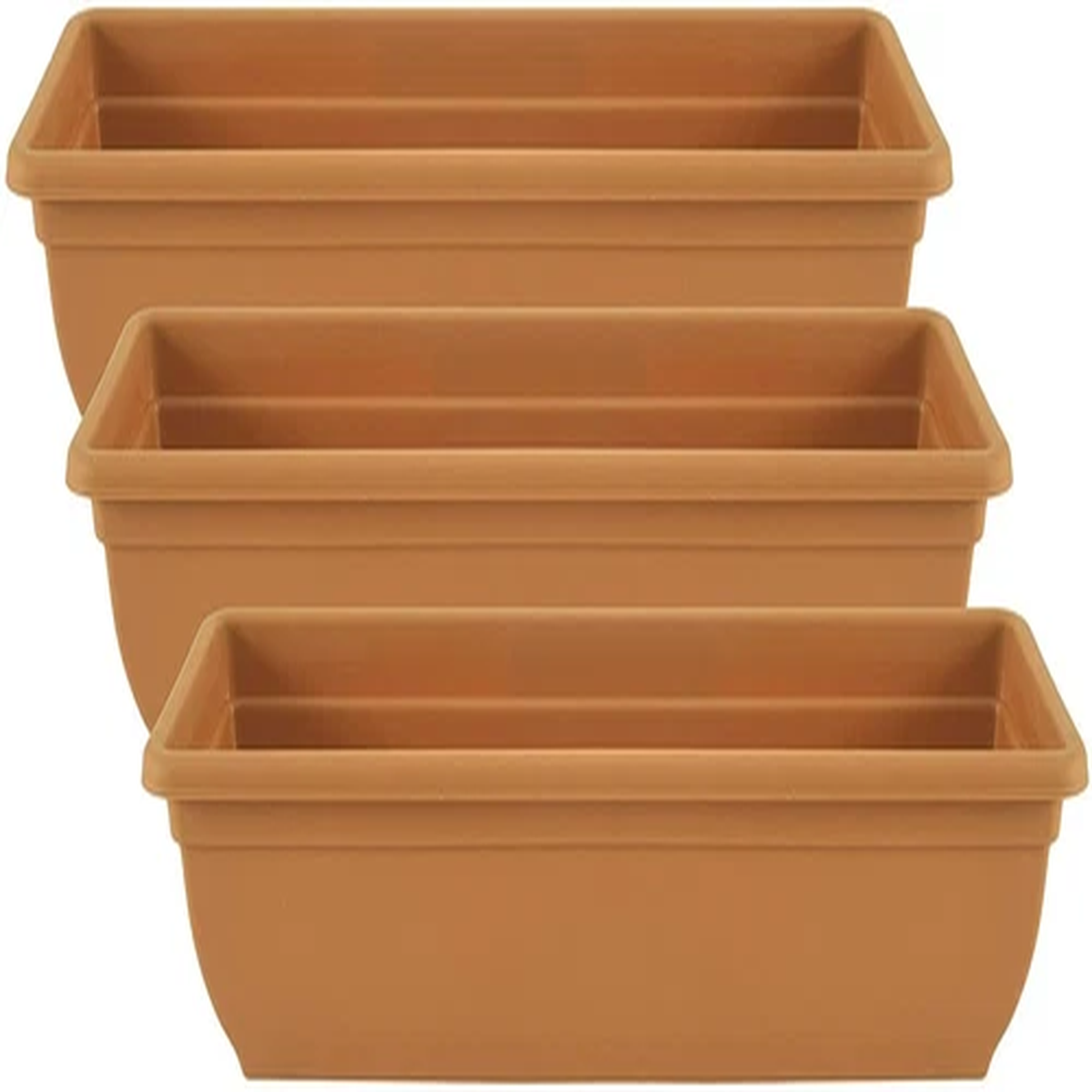 3 x 60cm Trough Plant Pot Long Plastic Planter Outdoor Garden Herb Flower Box